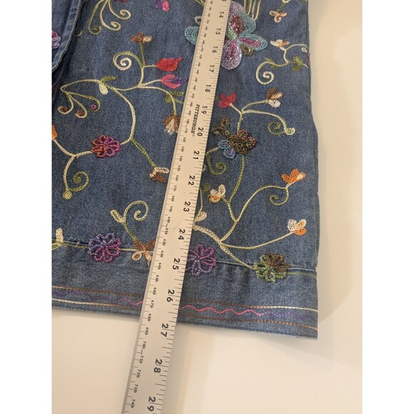 VTG Quacker Factory Artsy Demin Embroidered Garden Shacket Shirt Sz XS - Picture 7 of 12